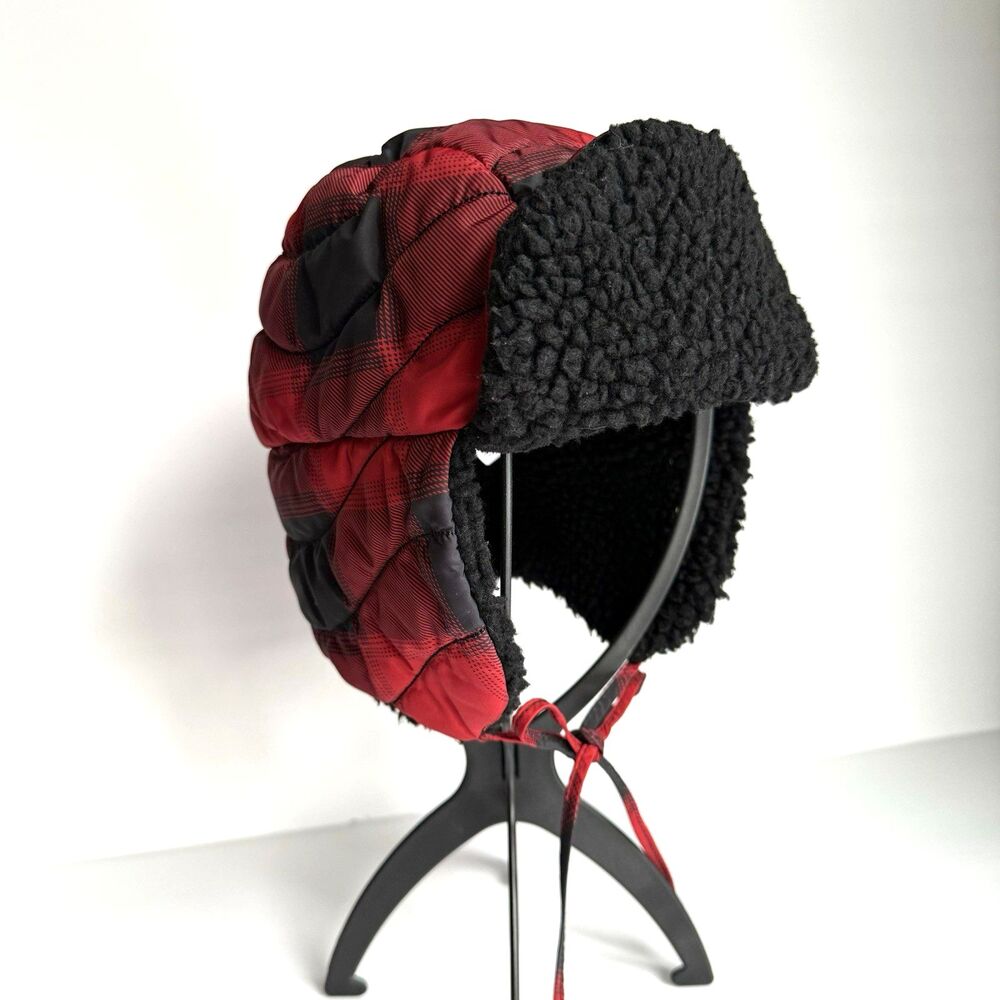 Old Navy Kids Quilted Trapper Hat Red Buffalo Print Ear Flaps Cousin Eddie S/M